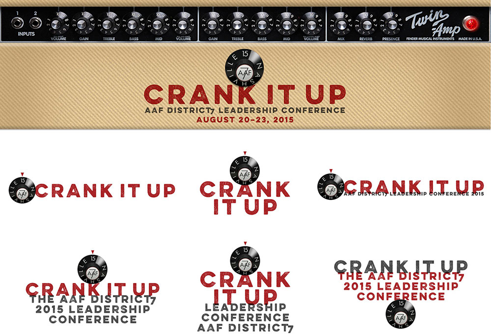 Variations of the 'Crank It Up' logo