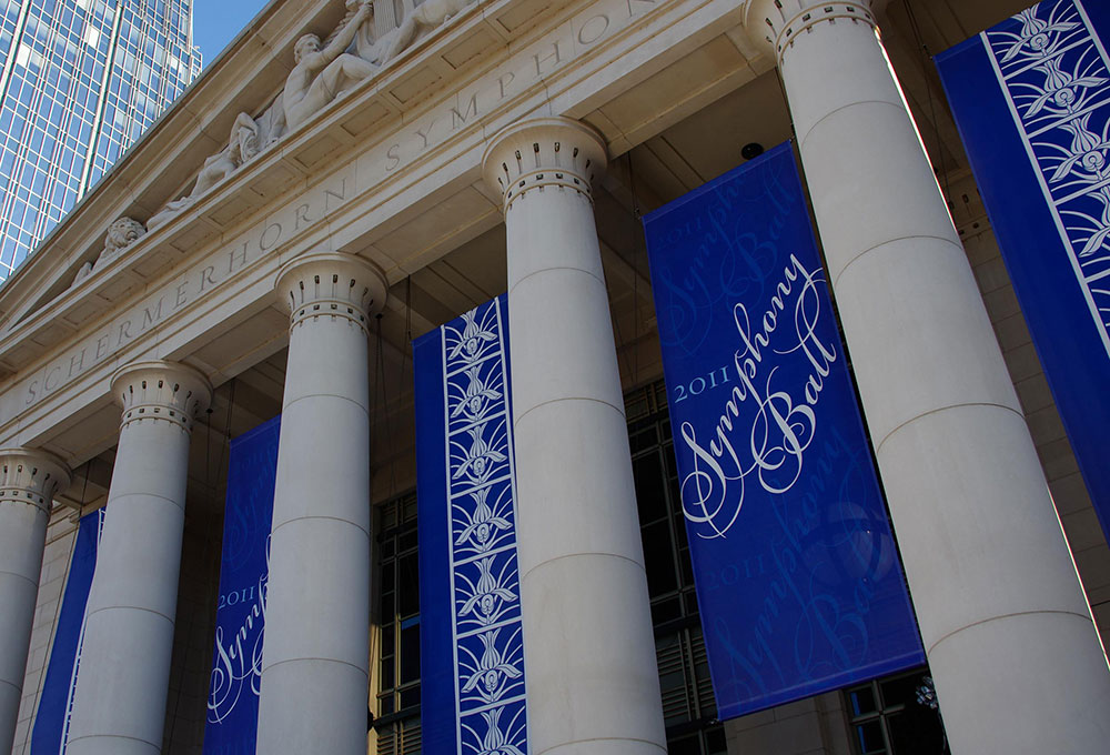 Banners hanging at the Schermerhorn